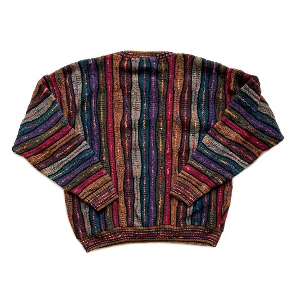 Tosani Multi coloured "Coogi" style 3d Knit sweater, Mens Small - Picture 2 of 7